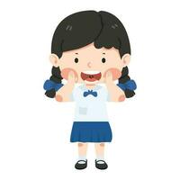 Cute girl student Shouting open mouth vector