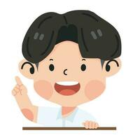 Student School boy pointing finger to banner vector