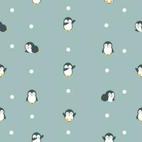 cartoon penguin doodle seamless pattern vector