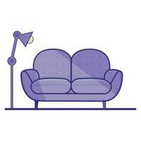 Luxury purple modern sofa furniture vector