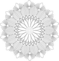 Unique complex mandala coloring book page design vector