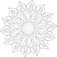 Unique complex mandala coloring book page design vector