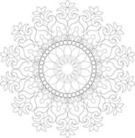 Unique complex mandala coloring book page design vector