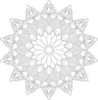 Unique complex mandala coloring book page design vector