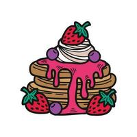 isolate bakery strawberry pancake vector