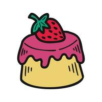 isolate bakery strawberry pudding vector