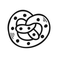 isolate black and white bakery pretzel vector