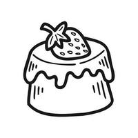 isolate black and white bakery strawberry pudding vector