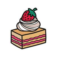 isolate bakery strawberry cake vector