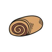 isolate bakery chocolate cream roll vector