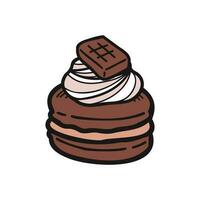 isolate bakery chocolate macaron vector