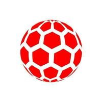 3d red halftone hexagon globe spiral isolated on white background. Hexagonal dots earth spherical shape vector illustration.