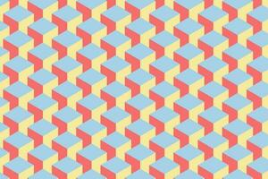 3d blue,pink, and yellow cube blocks seamless pattern. Geometric optical illusion cubic modular block vector illustration.