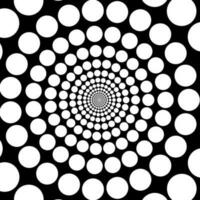 3d black and white dotted swirl pattern background. Spiral vortex dots vector illustration.