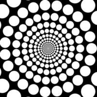 3d black and white dotted swirl pattern background. Spiral vortex dots vector illustration.