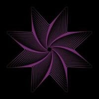 Purple star spirograph structure pattern logo isolated on black background. Rainbow decorative element vector illustration.