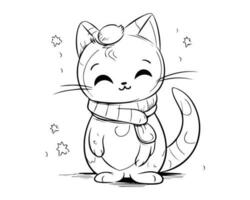 Cute Winter line art coloring page design photo