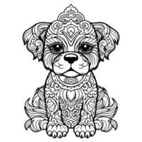 Sitting Line art dog coloring page vector illustration photo