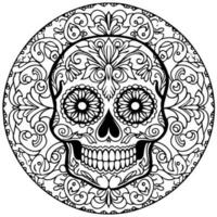 A happy skull head line art coloring page illustration photo