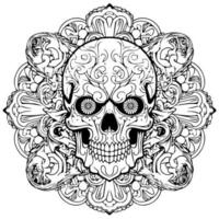An Angry Skull Head Coloring book page design for adults photo