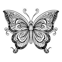 Line art butterfly coloring book page design photo