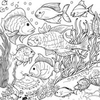 Fish Coloring book page design for adults photo