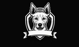 An Awesome White dog head minimal logo design photo