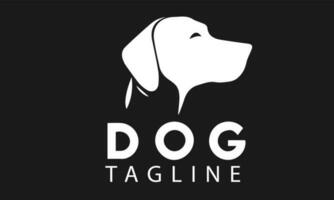 White dog head logo design on the black background photo