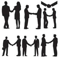 A set of silhouette People with handshake with another vector