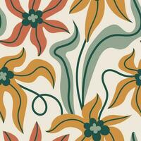 Wavy Matisse Flowers Seamless Pattern vector