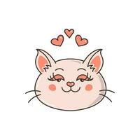 Cat portrait with hearts vector