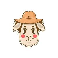 Sheep in hat doodle portrait vector