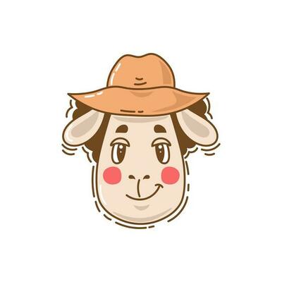 Sheep in hat doodle portrait