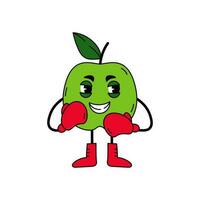 manzana dibujos animados personaje Boxer vector