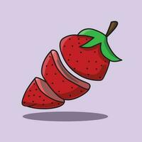 Sliced strawberry with red bright color inside vector