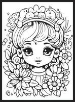 Cute Kawaii Coloring Pages for Kids vector