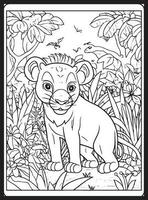 safari animales colorante paginas para niños vector