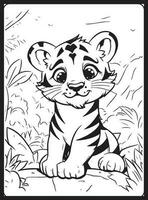 Safari Animals Coloring Pages for Kids vector