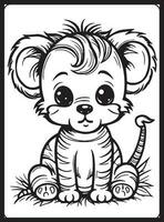 Safari Animals Coloring Pages for Kids vector