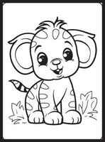 Safari Animals Coloring Pages for Kids vector