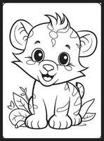 Safari Animals Coloring Pages for Kids vector