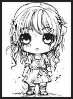 linda horror chibi colorante paginas vector