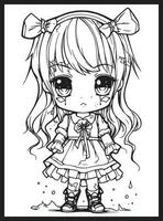 Cute Horror Chibi Coloring Pages vector