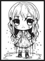 linda horror chibi colorante paginas vector