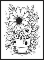 Cute Kawaii Flower Coloring Pages vector