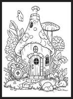 Magical Fairy Houses Coloring page vector