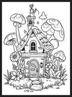 Magical Fairy Houses Coloring page vector