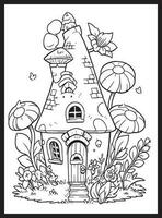 Magical Fairy Houses Coloring page vector