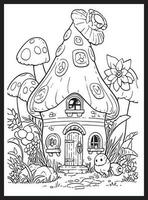 Magical Fairy Houses Coloring page vector