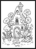 Magical Fairy Houses Coloring page vector